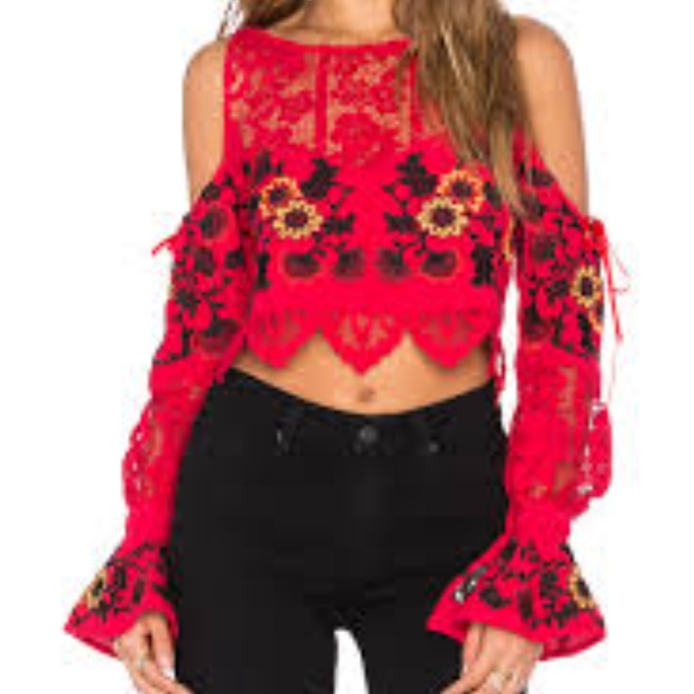 For Love and Lemons Embroidered and Lace Blouse